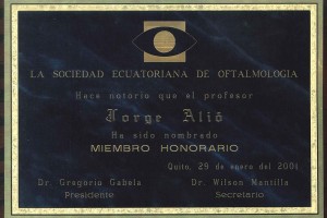 2001 - MIEMBRO SOCIEDAD ECUATORIA DE OFTALMOLOGIA