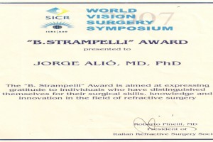 2007 Benedetto Strampelli Award,  Italian Refractive Surgery Society. Sirmione (Brescia) Italy, 23 June.