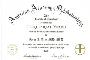 2008 Secretariat Award, American Academy of Ophthalmology. May 2008.