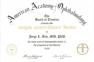 2008 Senior Achievement Award, American Academy of Ophthalmology. May 2008.