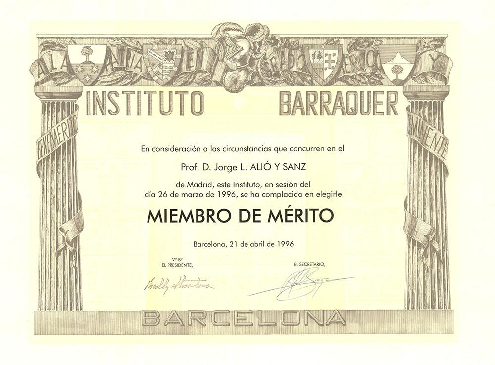 1996 - MIEMBRO MERITO INST. BARRAQUER