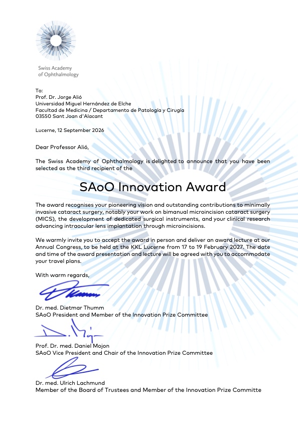 Swiss Academy of Ophthalmology Innovation Award 2027